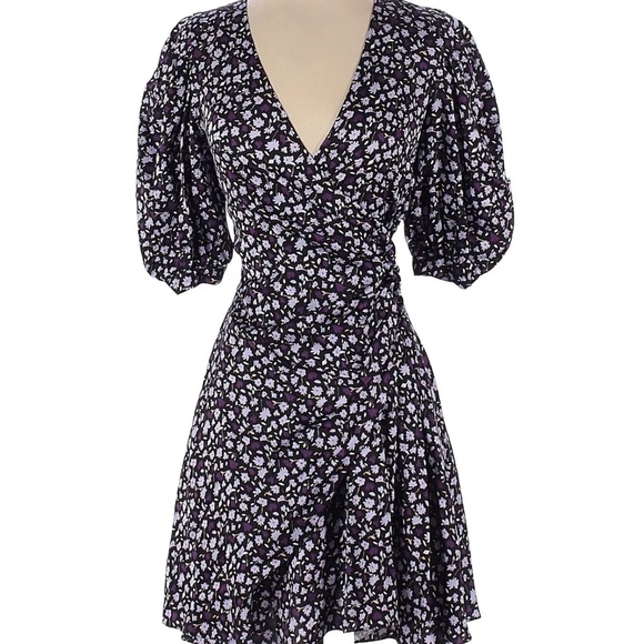 NWT Chinti & Parker Gabriel Viscose Purple Floral Faux Wrap Dress Size 0 - Picture 1 of 10